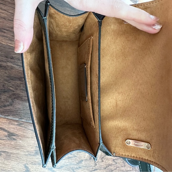 COACH Dark Green Croc-Embossed Leather Crossbody with Gold Hardware - Picture 3 of 3